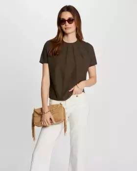 Женский свитер с короткими рукавами и круглым вырезом Morgan, темно-зеленый