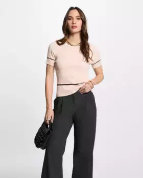 Женский свитер с короткими рукавами и круглым вырезом Morgan, цвет Rosa