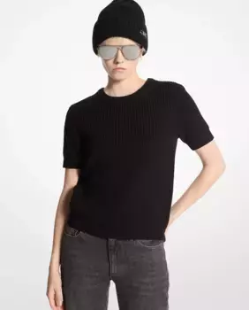 Женский свитер с короткими рукавами и круглым вырезом Michael Michael Kors, черный