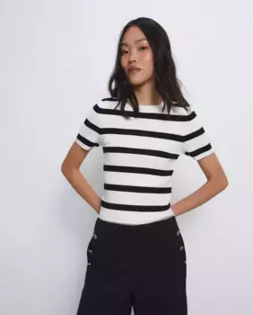 Женский свитер с короткими рукавами и полной иглой Easy Wear, белый