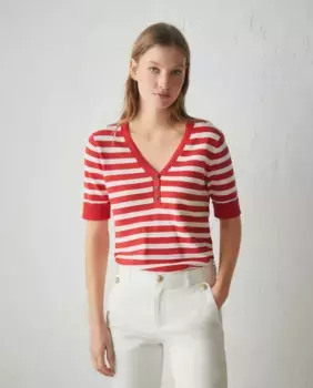 Женский свитер с короткими рукавами и V-образным вырезом Lloyd's, красный