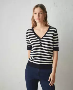 Женский свитер с короткими рукавами и V-образным вырезом Lloyd's, тёмно-синий