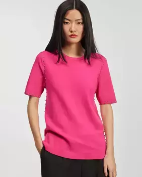 Женский свитер с короткими рукавами и заклепками Lola Casademunt, цвет Fucsia