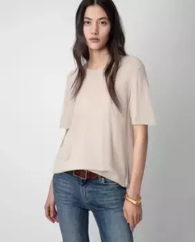 Женский свитер с короткими рукавами Ida из 100% кашемира Zadig & Voltaire, белый