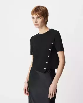 Женский свитер с короткими рукавами IKKS, черный