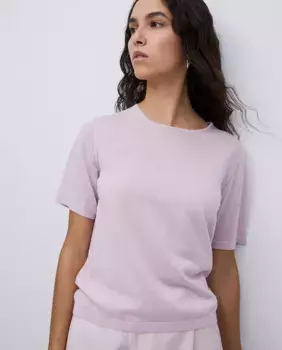 Женский свитер с короткими рукавами из мериносовой шерсти Yerse, розовый