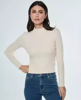 Женский свитер с косами и воротником Perkins & Me Unlimited, цвет Crudo