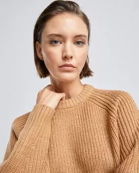 Женский свитер с круглым вырезом Easy Wear, коричневый