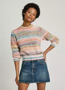 Женский свитер с круглым вырезом и эффектом космического красителя Pepe Jeans, мультиколор