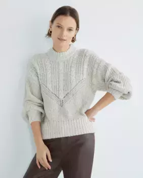 Женский свитер с круглым вырезом и длинным рукавом Object, белый