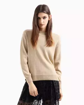 Женский свитер с круглым вырезом и длинными рукавами с люрексом Armani Exchange, золотой