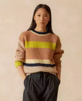 Женский свитер с круглым вырезом и длинными рукавами Indi & Cold, коричневый