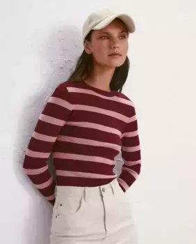 Женский свитер с круглым вырезом и длинными рукавами, полностью игольчатый Easy Wear, розовый