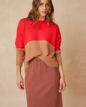 Женский свитер с круглым вырезом и длинными рукавами Indi & Cold, коралловый