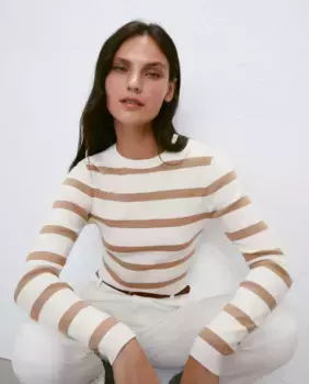 Женский свитер с круглым вырезом и длинными рукавами, полностью игольчатый Easy Wear, коричневый