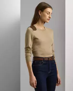 Женский свитер с круглым вырезом и длинными рукавами Lauren Ralph Lauren, бежевый