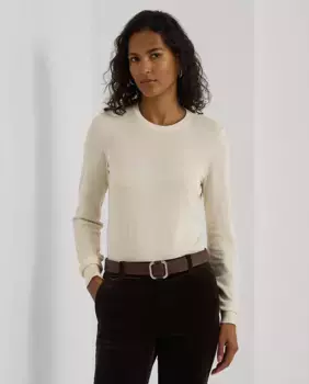 Женский свитер с круглым вырезом и длинными рукавами Lauren Ralph Lauren, цвет Natural