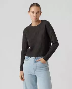 Женский свитер с круглым вырезом и длинными рукавами Vero Moda, темно-серый