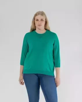 Женский свитер с круглым вырезом и французскими рукавами October, зеленый
