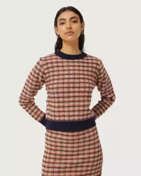 Женский свитер с круглым вырезом и клетчатым принтом Compaa Fantstica, мультиколор