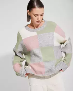 Женский свитер с круглым вырезом и клетчатым принтом Nalle, мультиколор