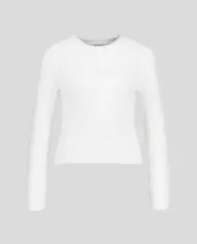 Женский свитер с круглым вырезом и мехом Easy Wear, цвет 120 Crudo