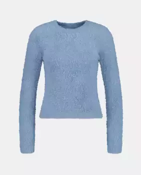 Женский свитер с круглым вырезом и мехом Easy Wear, голубой