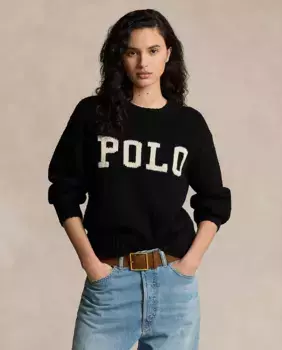 Женский свитер с круглым вырезом и ПОЛО Polo Ralph Lauren, черный