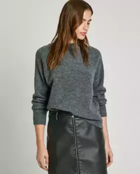 Женский свитер с круглым вырезом и спущенными плечами Pepe Jeans, темно-серый