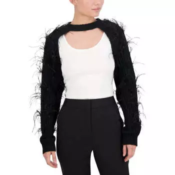 Женский свитер с круглым вырезом и воротничком BCBGMAXAZRIA, черный