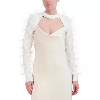 Женский свитер с круглым вырезом и воротничком BCBGMAXAZRIA, цвет gardenia