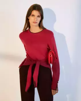 Женский свитер с круглым вырезом и жемчужными пуговицами Woman El Corte Ingls, фуксия