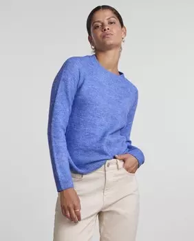 Женский свитер с круглым вырезом Pieces, темно-синий