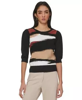 Женский свитер с круглым вырезом с рукавами 3/4 DKNY