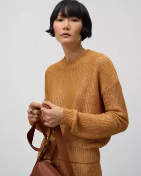 Женский свитер с круглым вырезом, узором «ёлочка» Adolfo Dominguez, цвет Camel