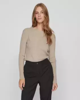 Женский свитер с круглым вырезом Vila, бежевый