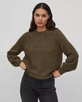 Женский свитер с круглым вырезом Vila, зеленый
