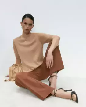 Женский свитер с круглым вырезом Woman El Corte Ingls, цвет Camel