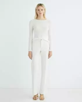 Женский свитер с круглым вырезом вязаным узором Emporio Armani