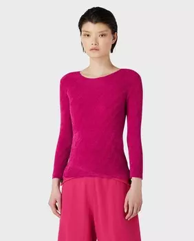 Женский свитер с круглым вырезом вязаным узором Emporio Armani, фуксия