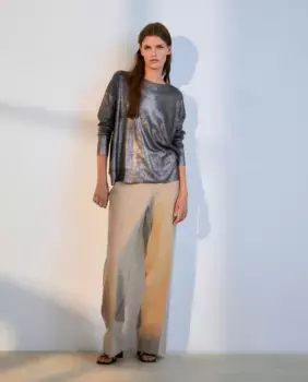 Женский свитер с ламинированным круглым вырезом Woman El Corte Ingls, цвет Plomo