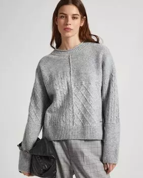 Женский свитер с лоскутной структурой ткани Pepe Jeans, серый