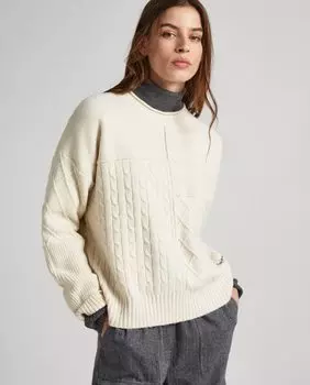 Женский свитер с лоскутной структурой ткани Pepe Jeans, белый