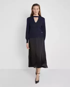 Женский свитер с люрексом и длинными рукавами-фонариками Trucco, синий