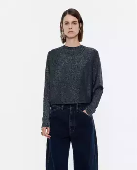 Женский свитер с люрексом и рукавами «летучая мышь» Bimba y Lola, темно-синий