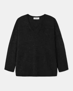 Женский свитер с люрексом и V-образным вырезом Couchel, черный