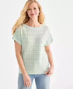 Женский свитер с люрексом Pointelle и рукавами долман Style & Co, зеленый