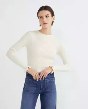 Женский свитер с манжетами Yas, белый