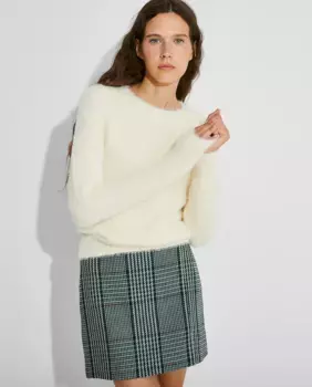 Женский свитер с меховым эффектом и круглым вырезом Nalle, белый