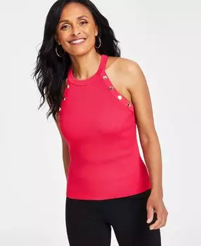 Женский свитер с металлизированной отделкой через шею I.N.C. International Concepts, розовый